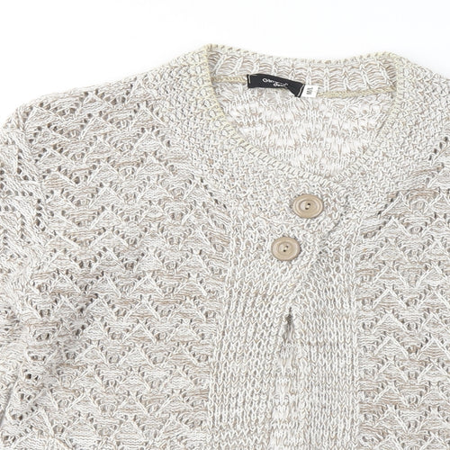 Glimpse Womens Brown Round Neck Acrylic Cardigan Jumper Size M