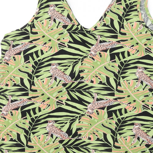 TU Womens Green Geometric Viscose Basic Tank Size 14 V-Neck - Cheetah