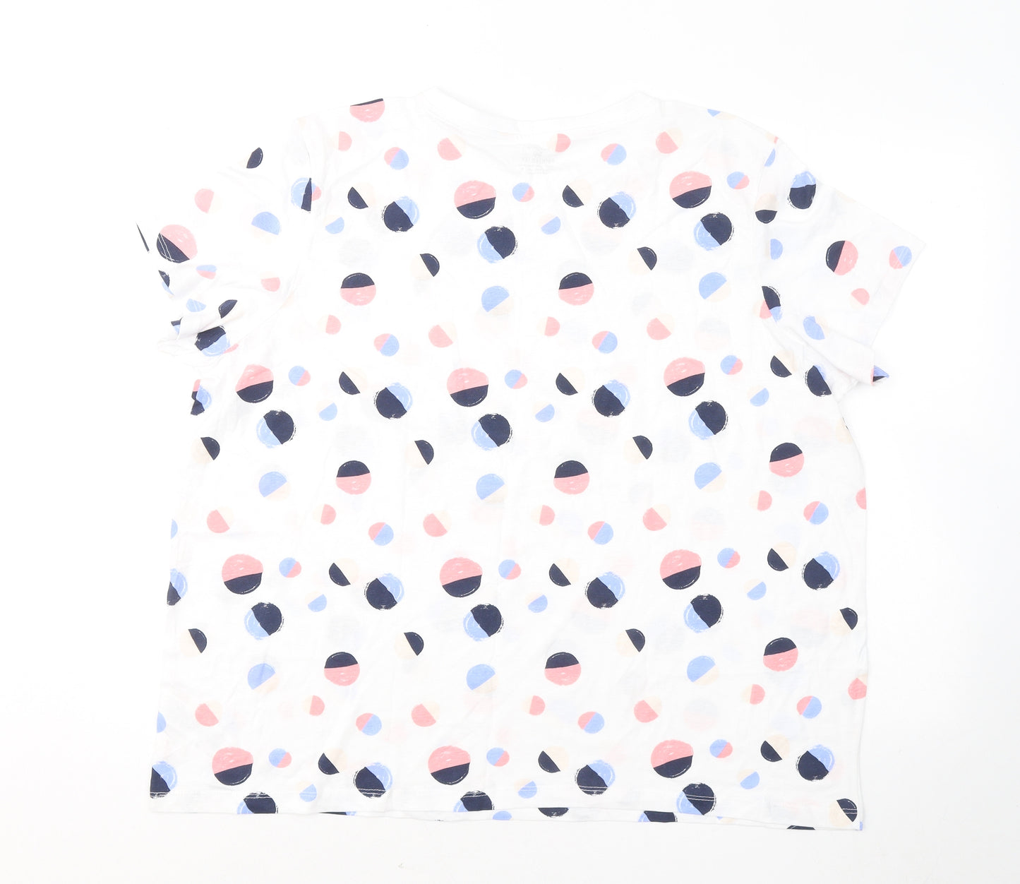 Primark Womens White Polka Dot Cotton Basic T-Shirt Size 22 Round Neck