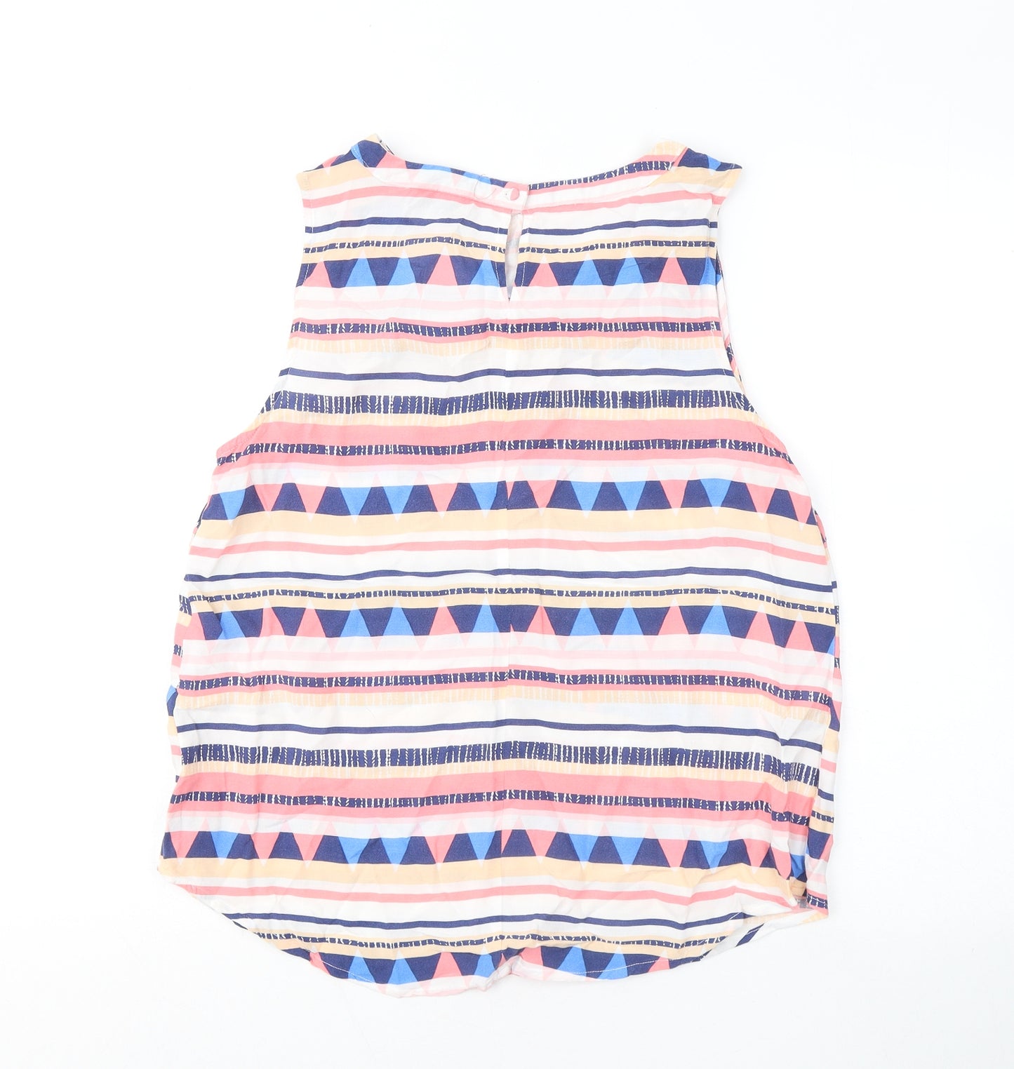 New Look Womens Multicoloured Geometric Viscose Basic Tank Size 14 Round Neck