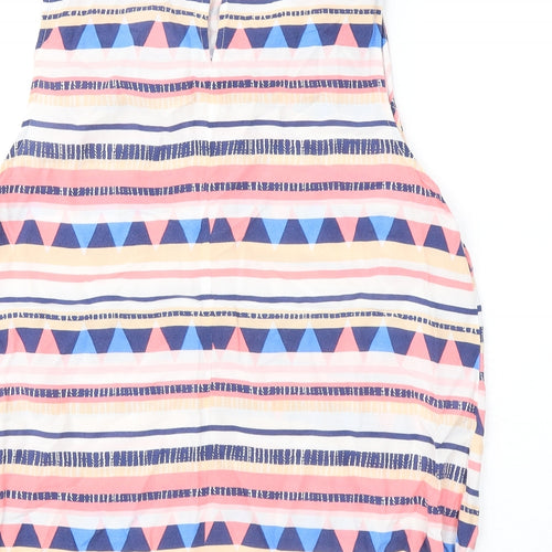 New Look Womens Multicoloured Geometric Viscose Basic Tank Size 14 Round Neck