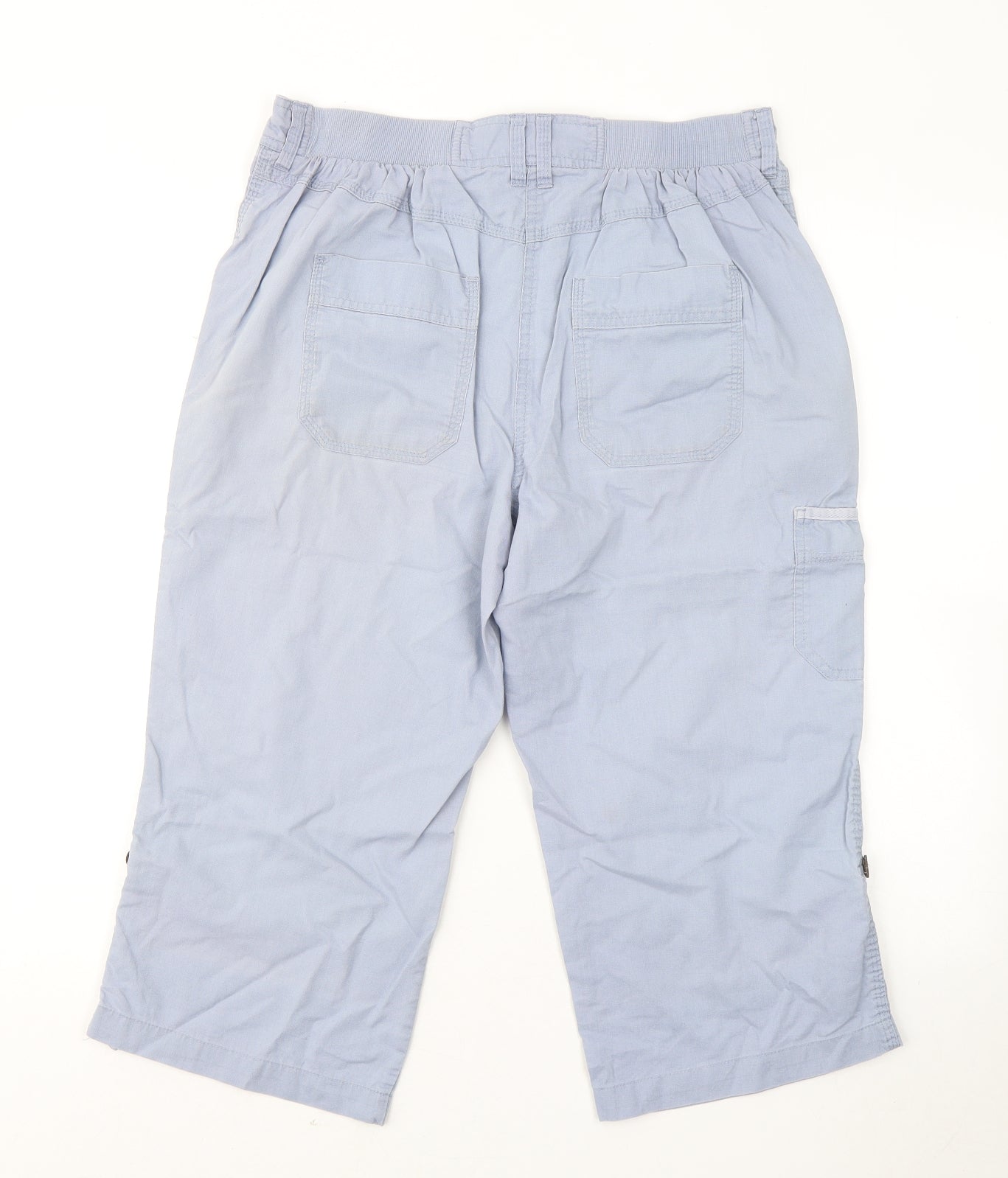BHS Womens Blue Cotton Cropped Trousers Size 12 L20 in Regular