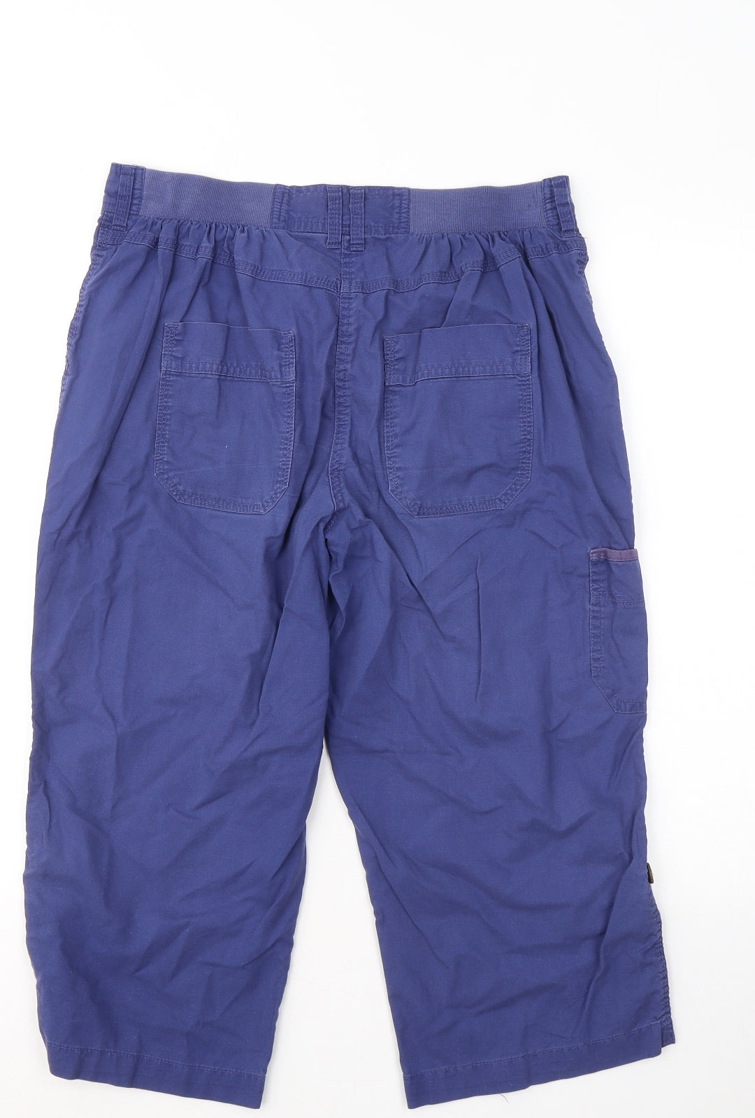 BHS Womens Blue Cotton Cropped Trousers Size 12 L20 in Regular