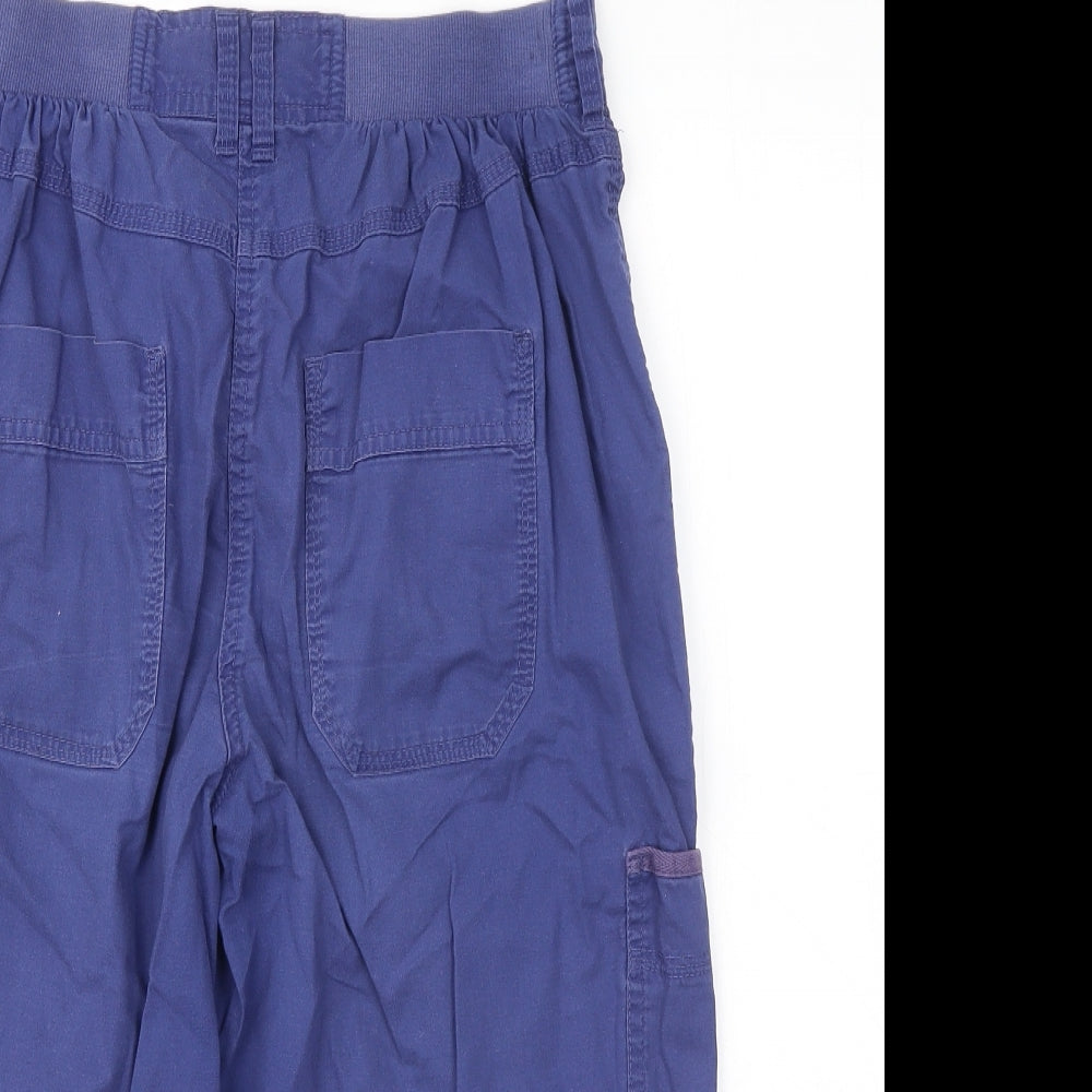 BHS Womens Blue Cotton Cropped Trousers Size 12 L20 in Regular