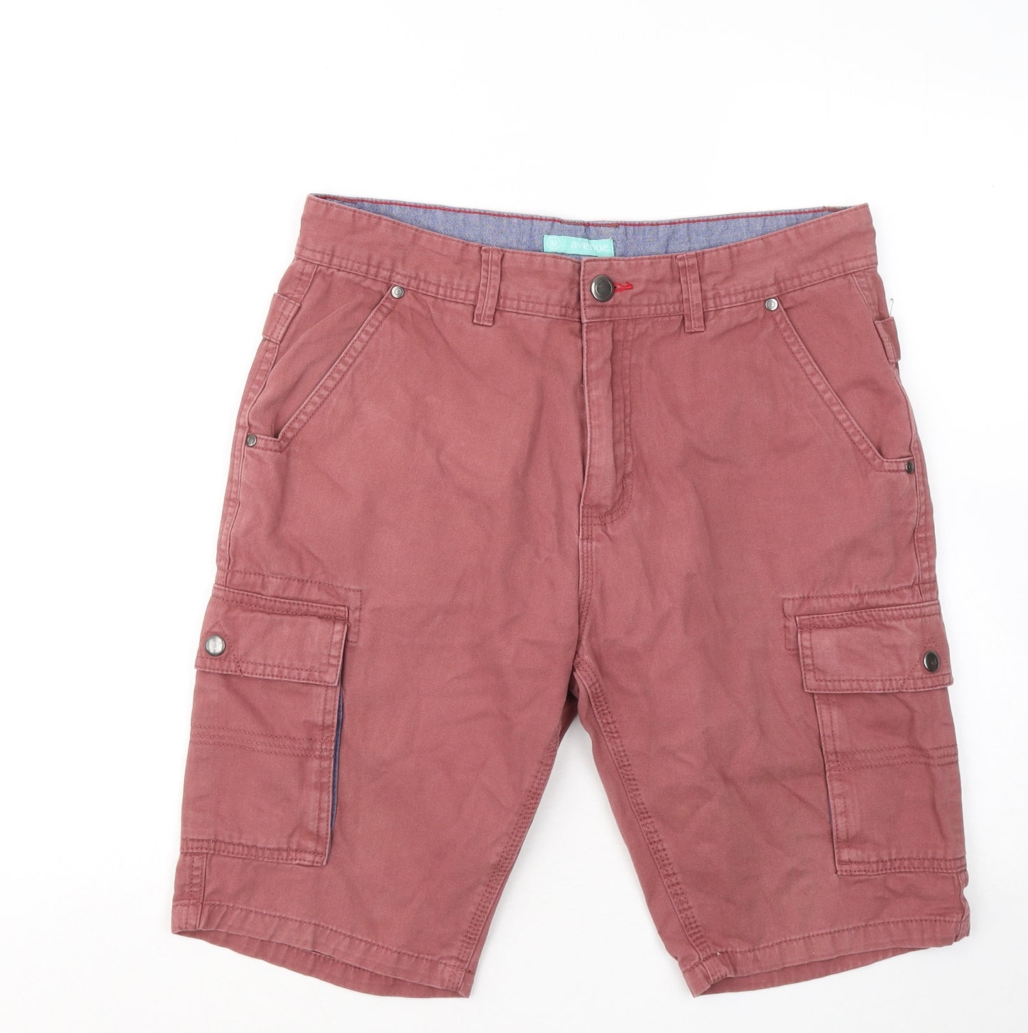 Avenue Mens Purple Cotton Cargo Shorts Size 32 in Regular