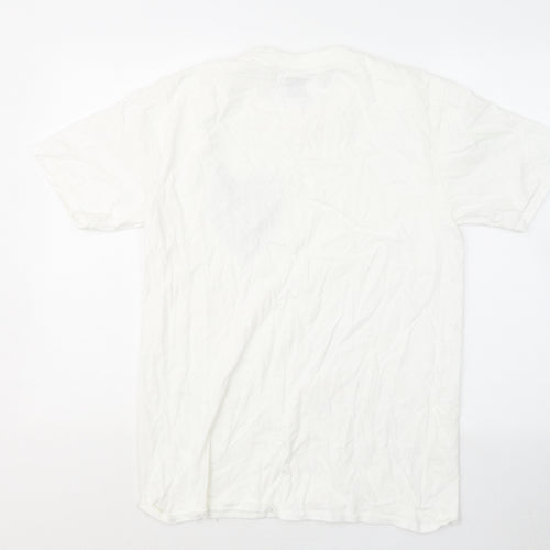 Hobo Jack Mens White Cotton T-Shirt Size M Round Neck - Wolf