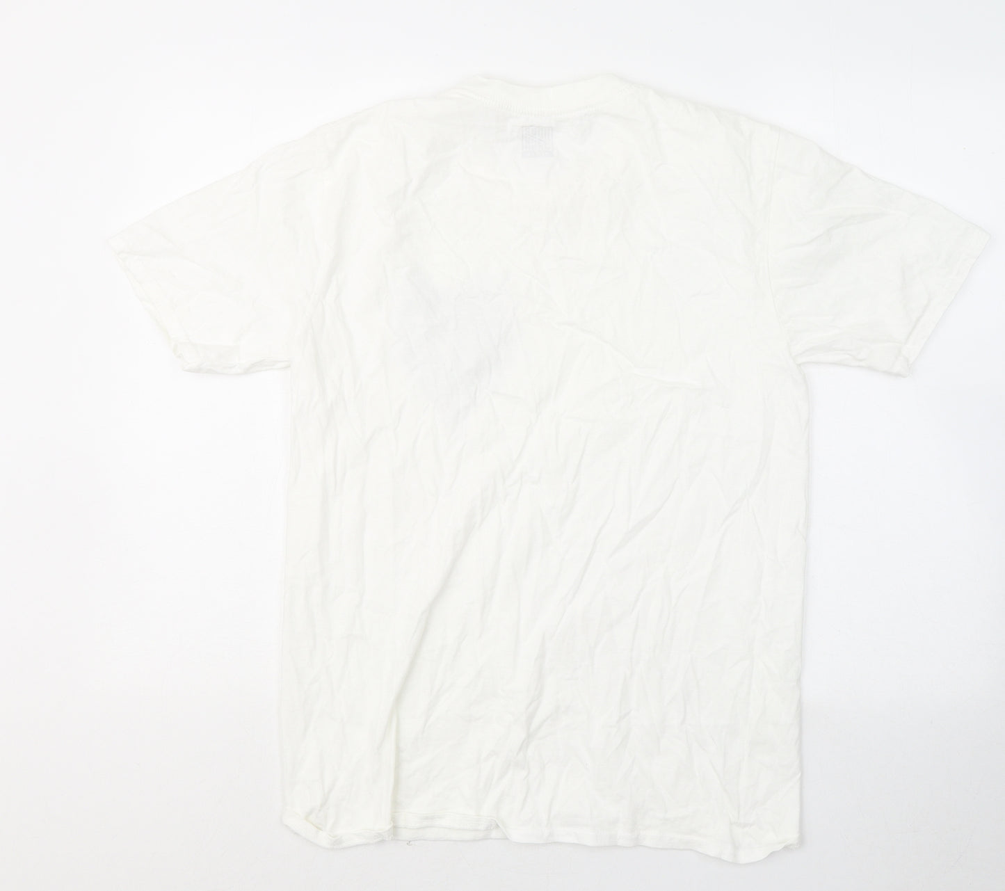 Hobo Jack Mens White Cotton T-Shirt Size M Round Neck - Wolf