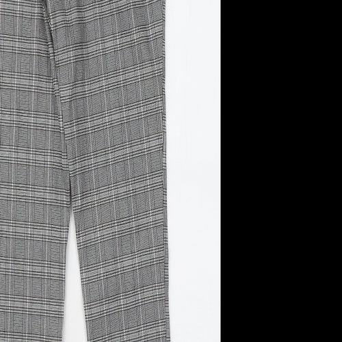 New Look Womens Grey Plaid Polyester Trousers Size 8 L28 in Regular
