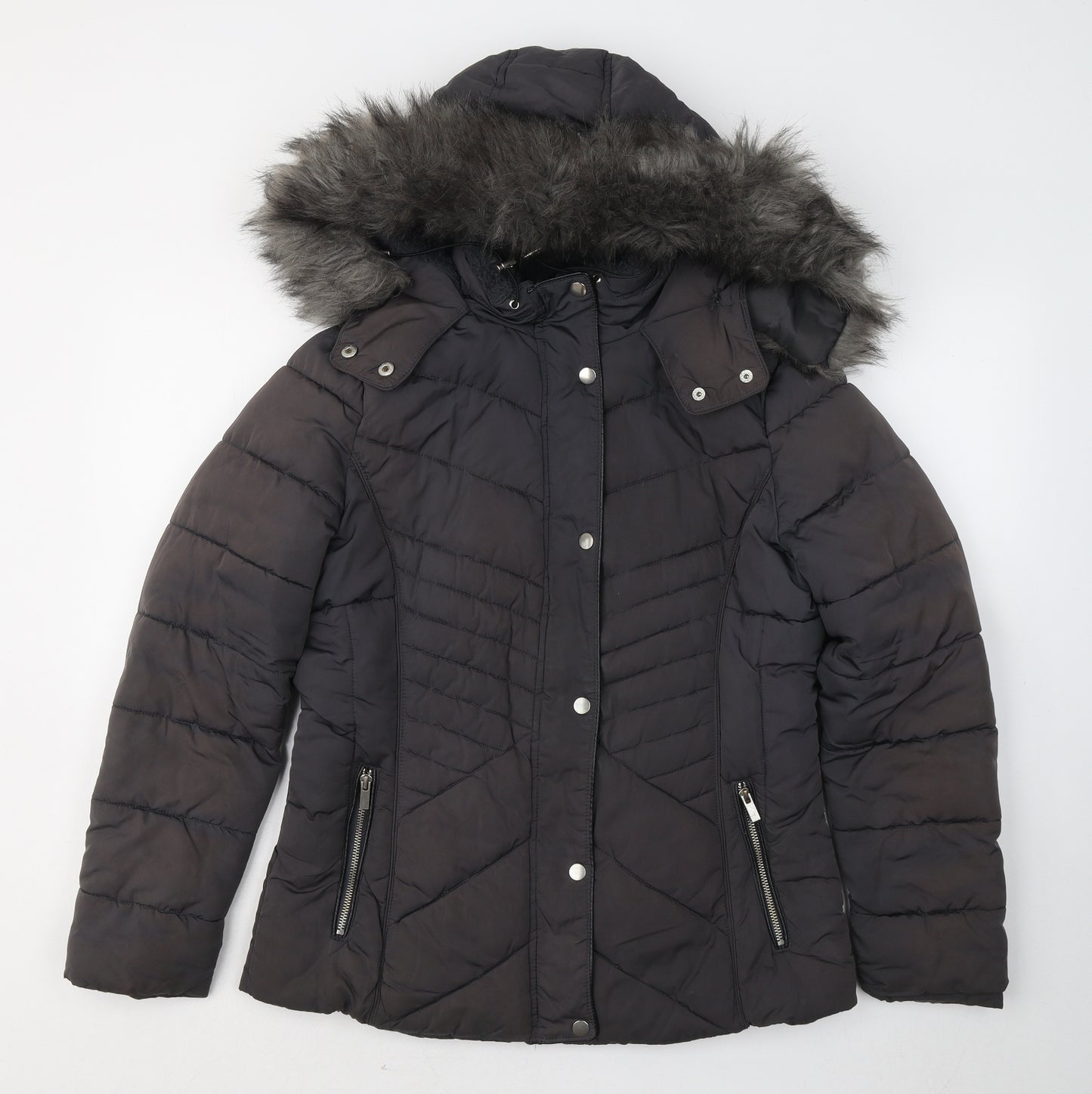 New Look Womens Black Parka Coat Size 12