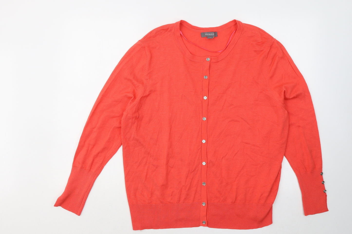 Primark Womens Red Round Neck Viscose Cardigan Jumper Size 22
