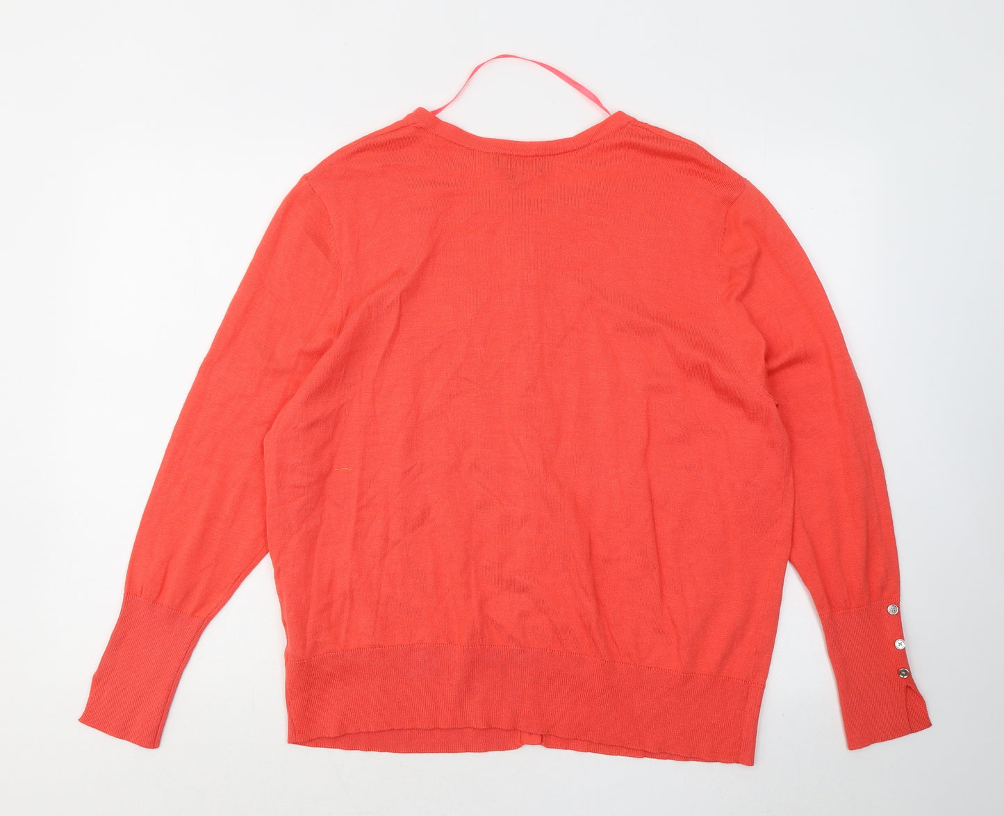 Primark Womens Red Round Neck Viscose Cardigan Jumper Size 22