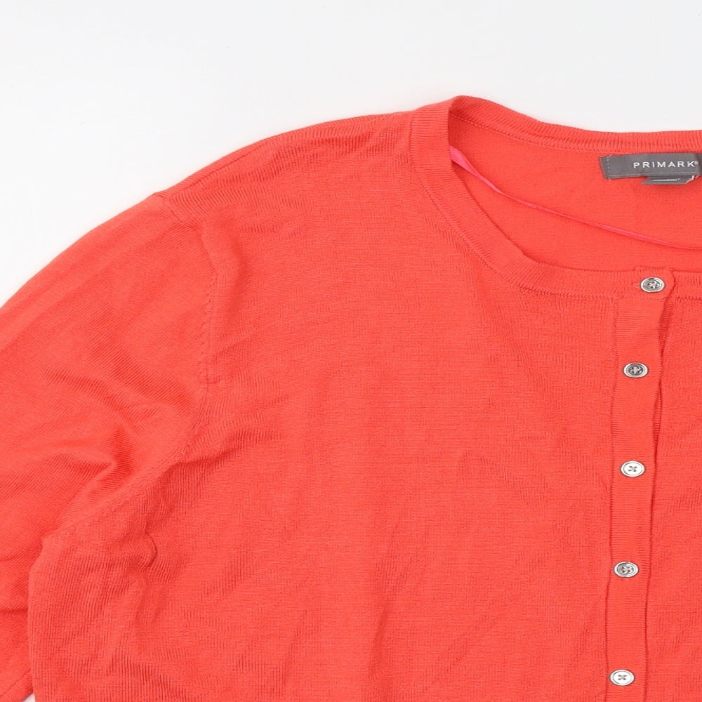 Primark Womens Red Round Neck Viscose Cardigan Jumper Size 22