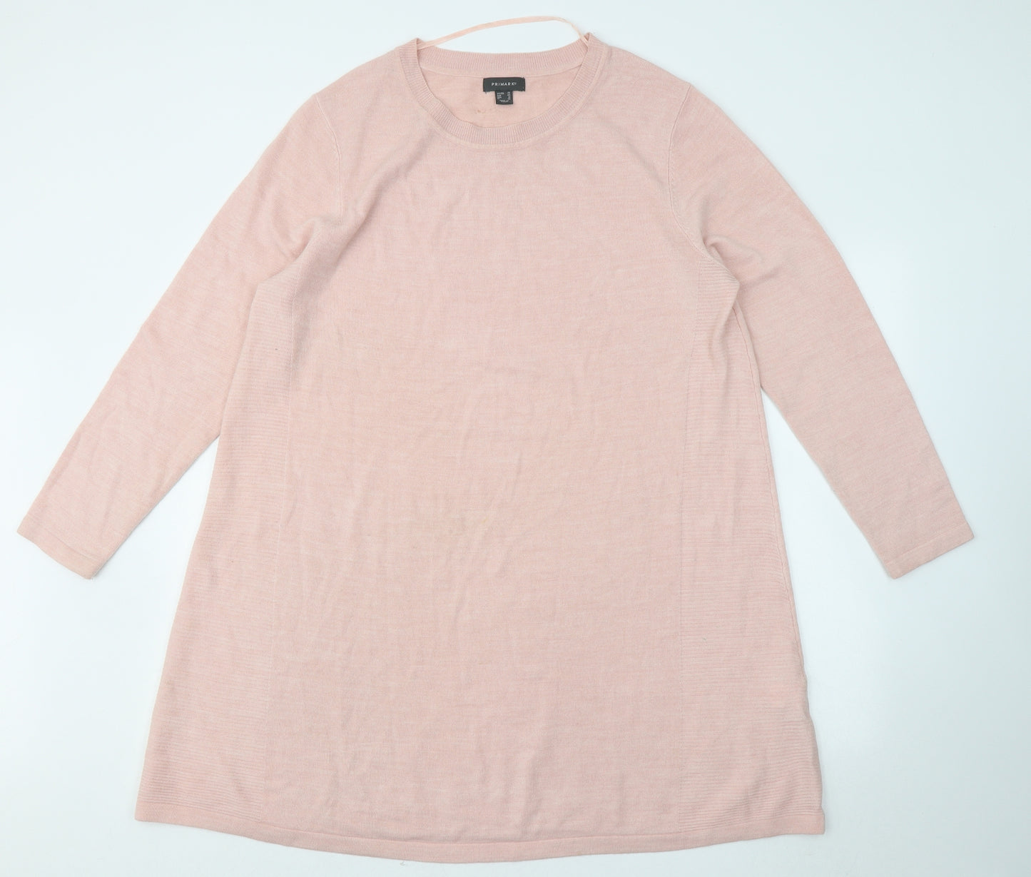 Primark Womens Pink Acrylic Jumper Dress Size 20 Round Neck