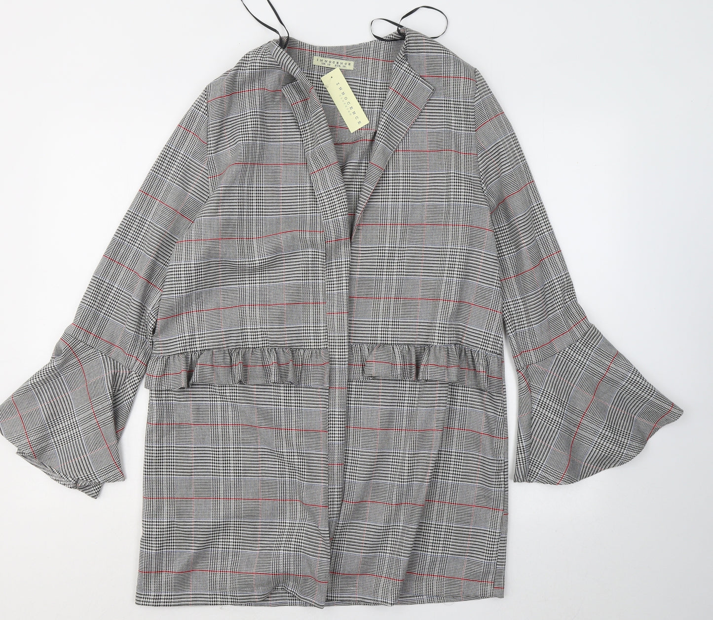 Innocence Womens Grey Roll Neck Plaid Polyester Cardigan Jumper Size 10