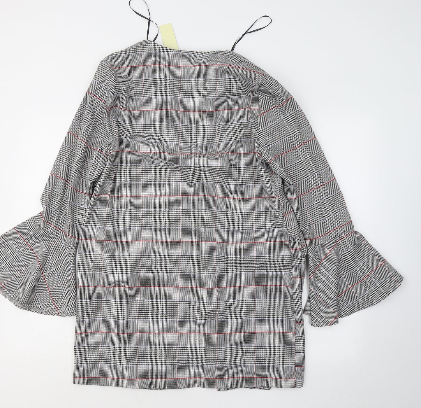 Innocence Womens Grey Roll Neck Plaid Polyester Cardigan Jumper Size 10