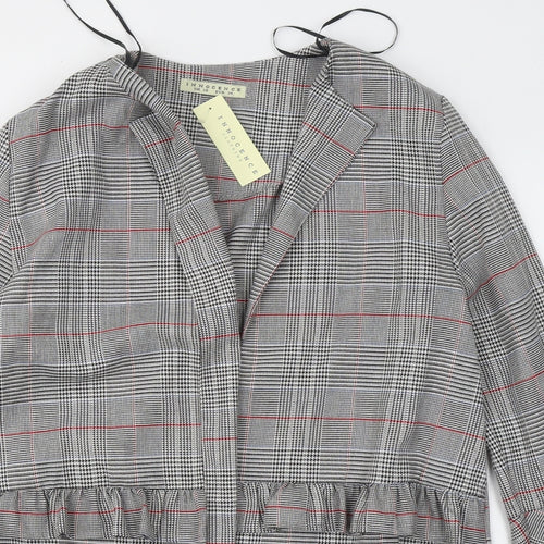 Innocence Womens Grey Roll Neck Plaid Polyester Cardigan Jumper Size 10