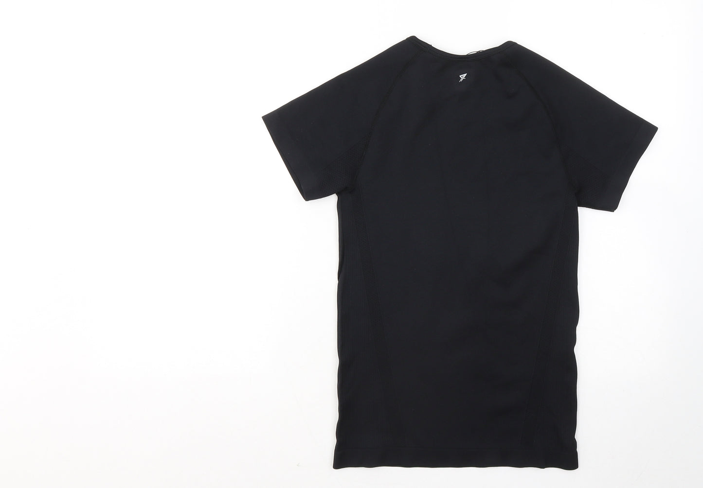 WORKOUT Womens Black Polyester Basic T-Shirt Size 10 Round Neck