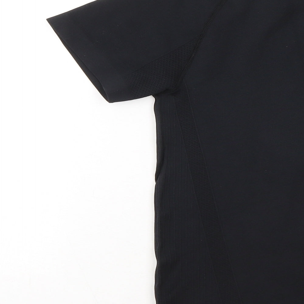 WORKOUT Womens Black Polyester Basic T-Shirt Size 10 Round Neck