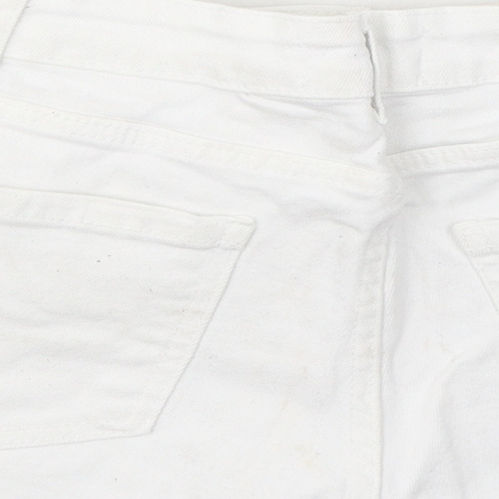 Primark Womens White Cotton Hot Pants Shorts Size 10 Regular Zip