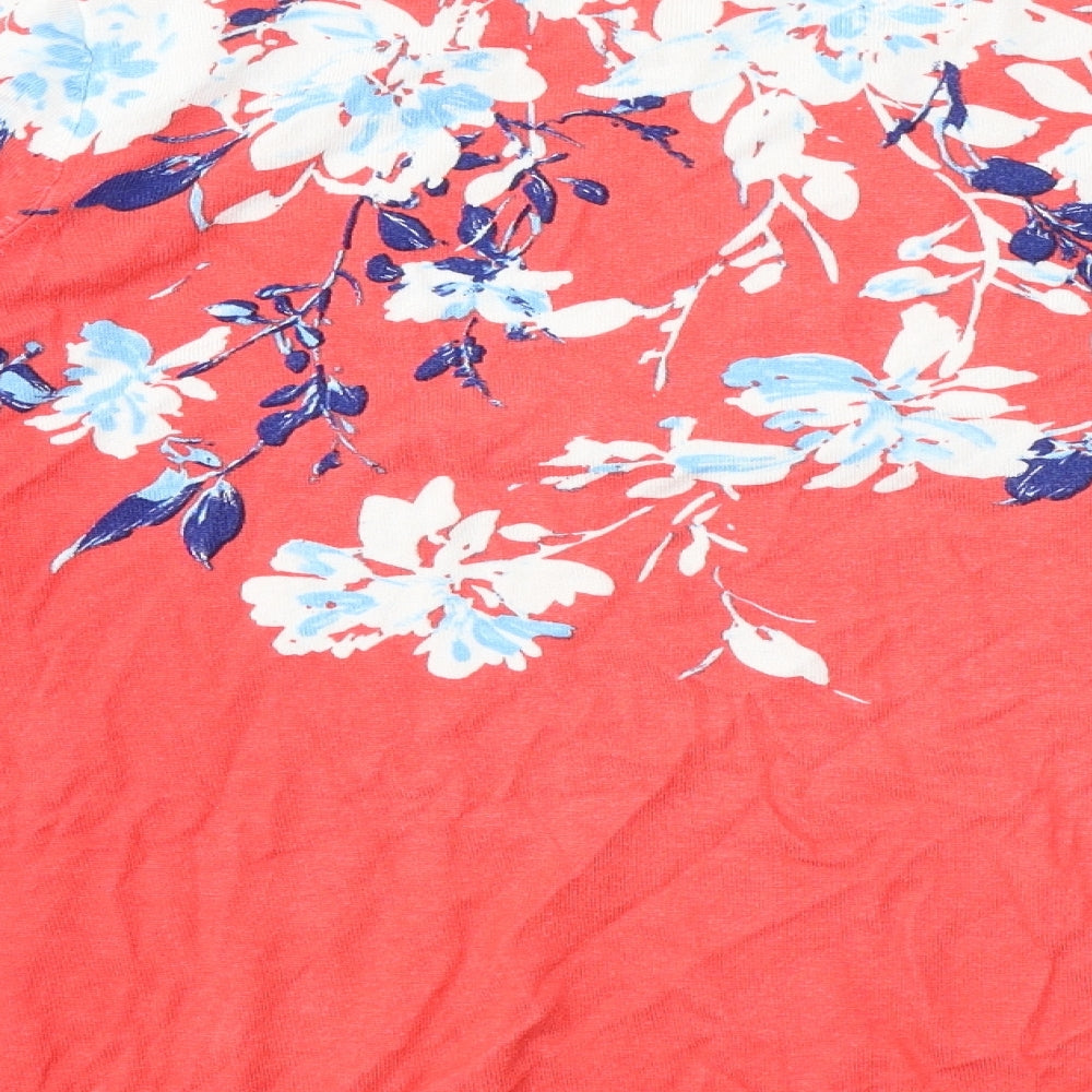 Preworn Womens Red Round Neck Floral Viscose Pullover Jumper Size 24