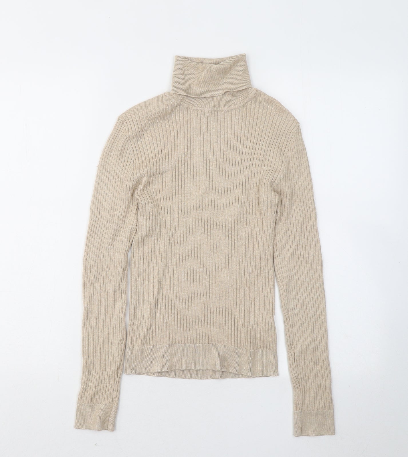 Primark Womens Beige Roll Neck Viscose Pullover Jumper Size 10