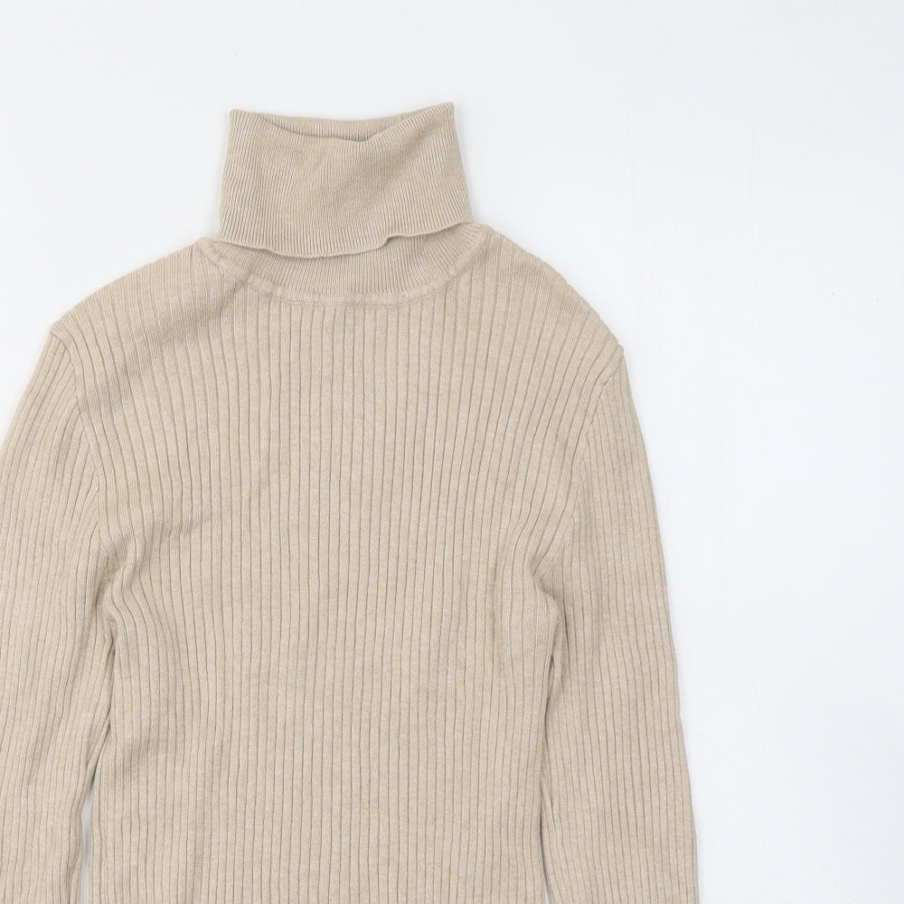 Primark Womens Beige Roll Neck Viscose Pullover Jumper Size 10
