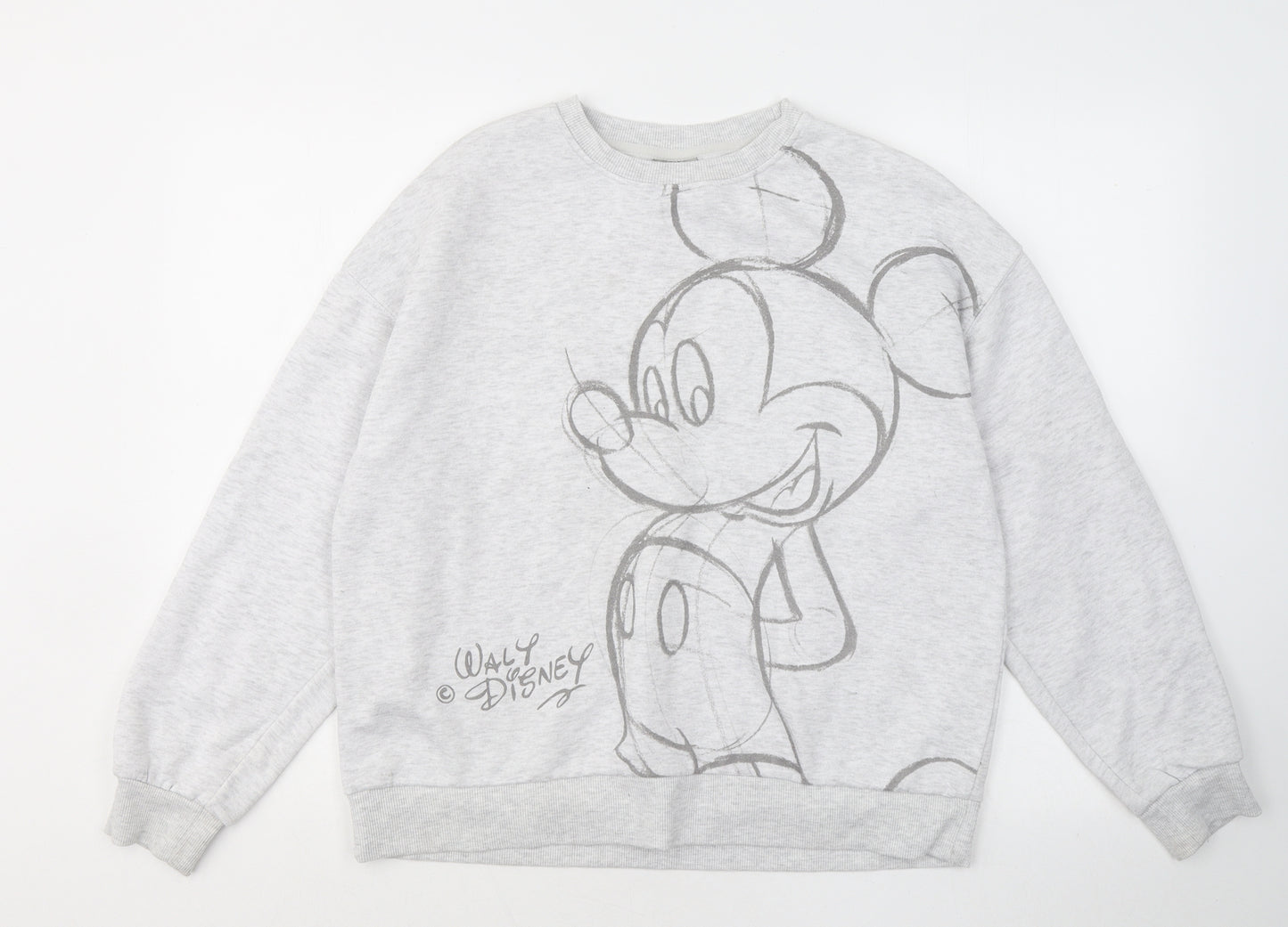 Primark Womens Grey Cotton Pullover Sweatshirt Size 10 - Mickey Mouse