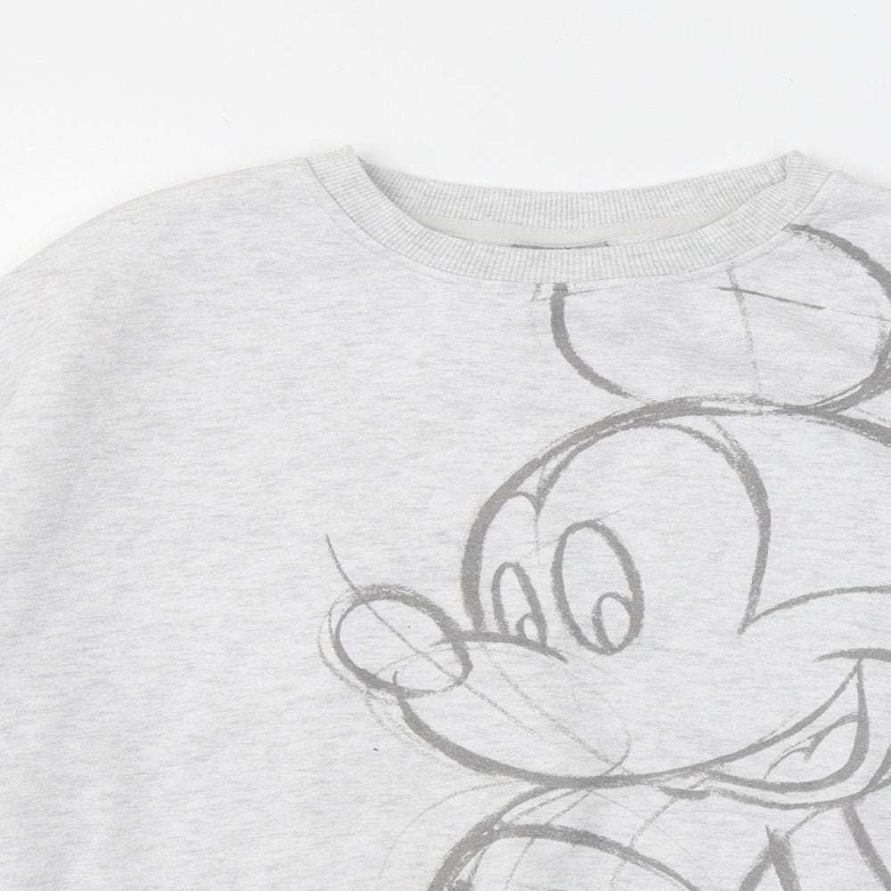 Primark Womens Grey Cotton Pullover Sweatshirt Size 10 - Mickey Mouse