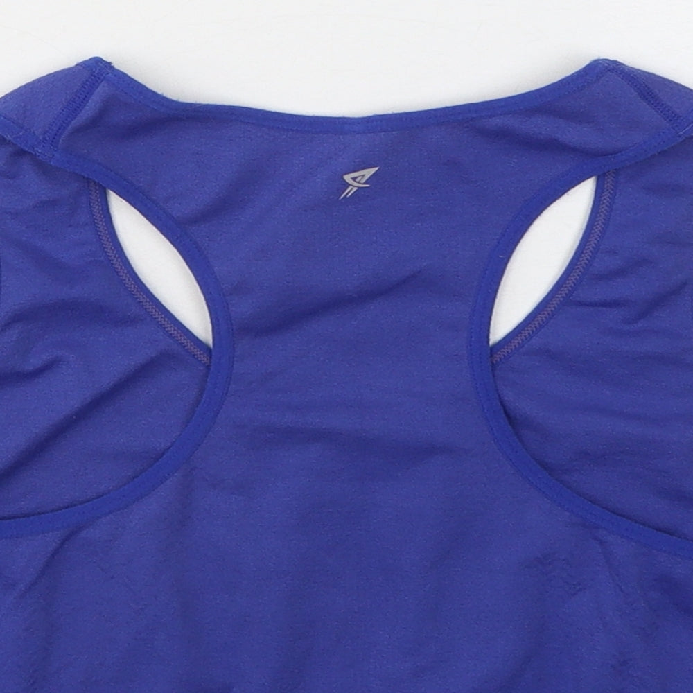 WORKOUT Womens Blue Polyester Cropped Tank Size 10 Round Neck - Sports bra
