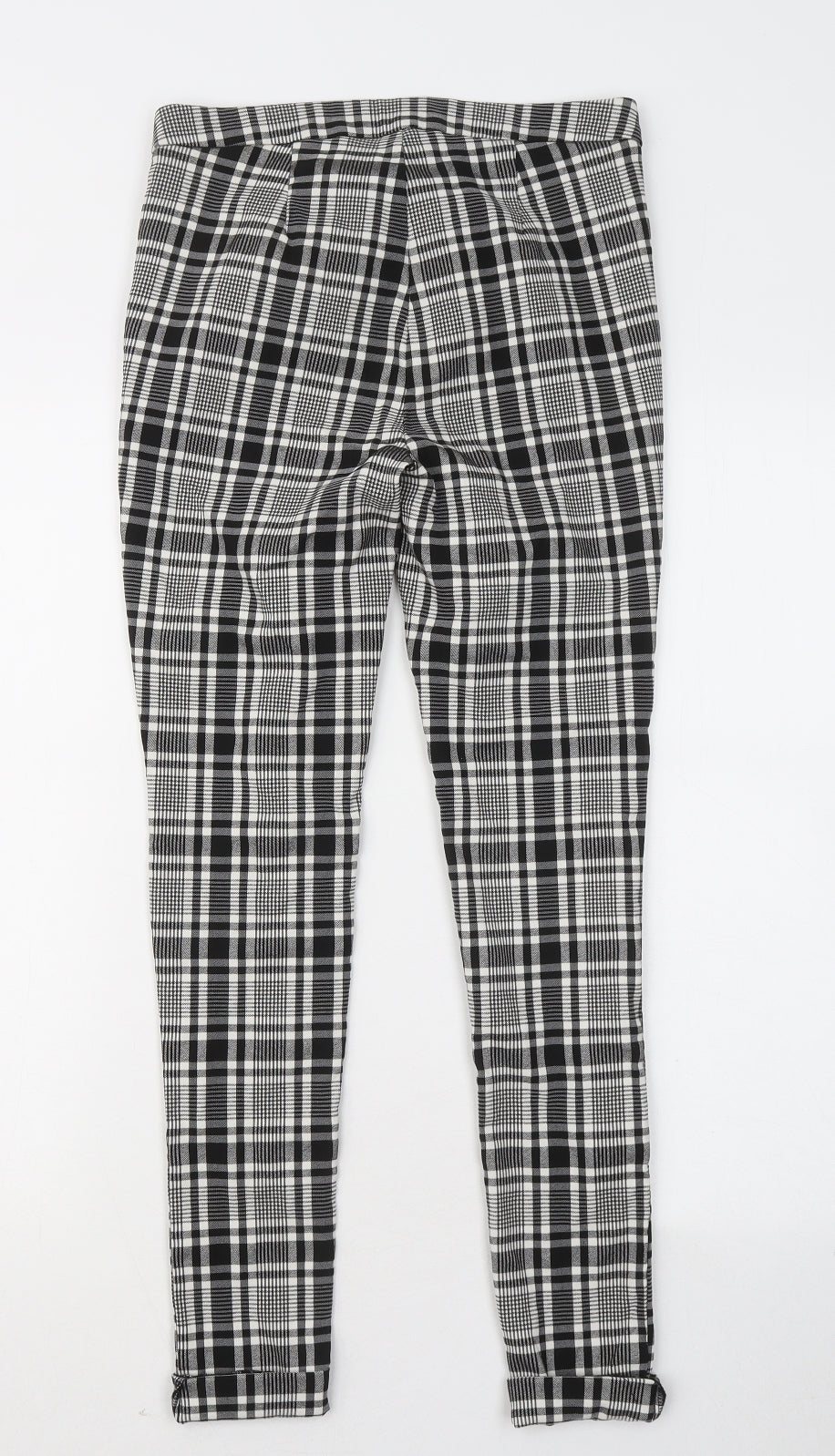 New Look Womens Grey Plaid Viscose Trousers Size 8 L25 in Regular