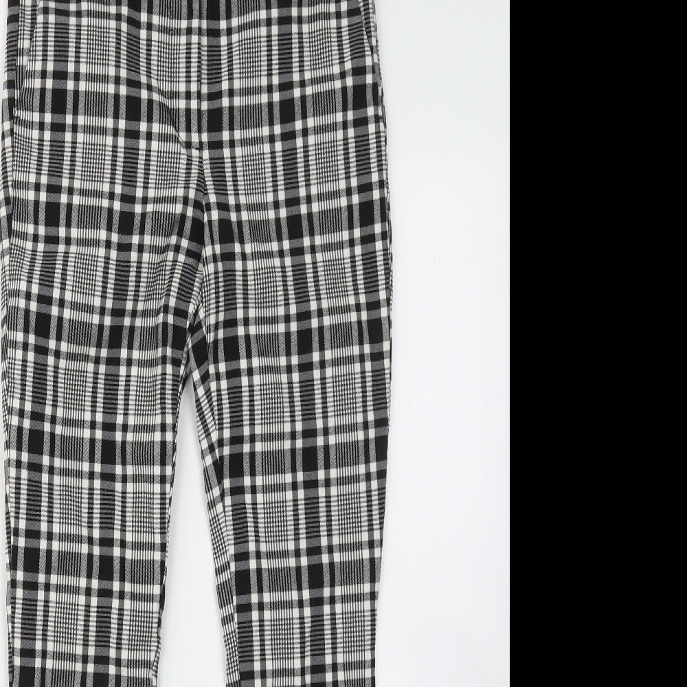 New Look Womens Grey Plaid Viscose Trousers Size 8 L25 in Regular