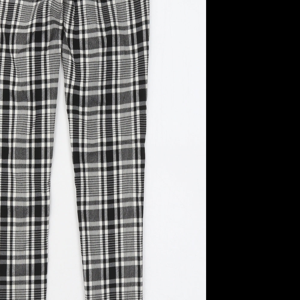 New Look Womens Grey Plaid Viscose Trousers Size 8 L25 in Regular