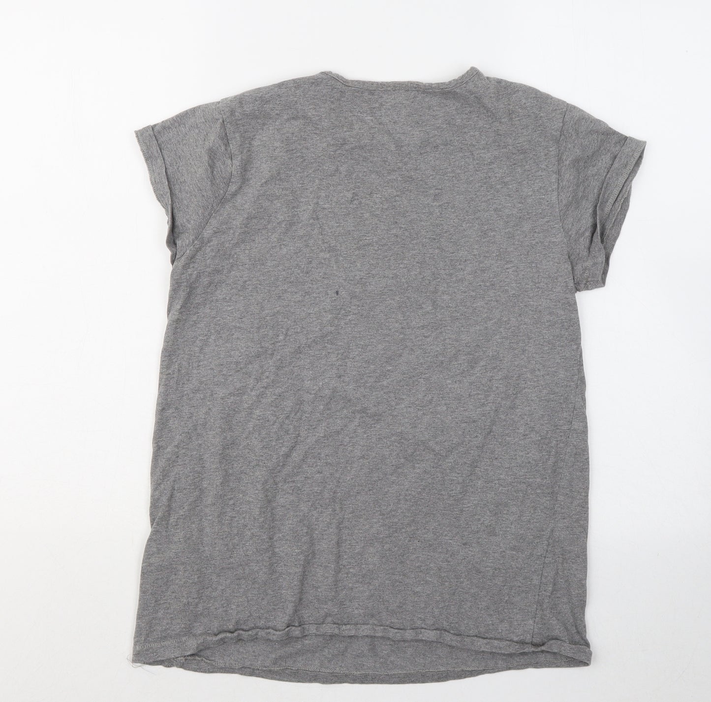 RAPANUI Womens Grey Cotton Basic T-Shirt Size 10 Round Neck - whales