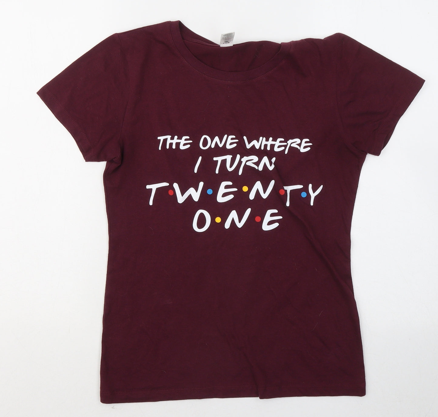 Sol's Womens Purple Cotton Basic T-Shirt Size S Round Neck - The one where I turn twenty one