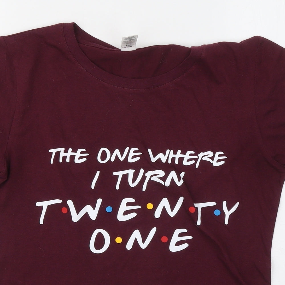 Sol's Womens Purple Cotton Basic T-Shirt Size S Round Neck - The one where I turn twenty one