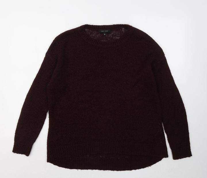 New Look Mens Red Round Neck Acrylic Pullover Jumper Size M