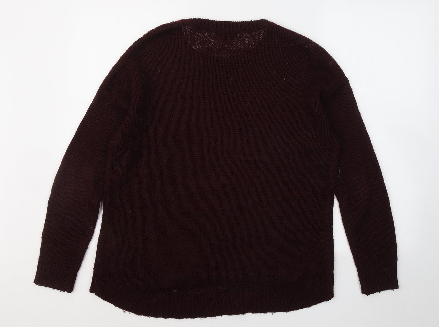 New Look Mens Red Round Neck Acrylic Pullover Jumper Size M