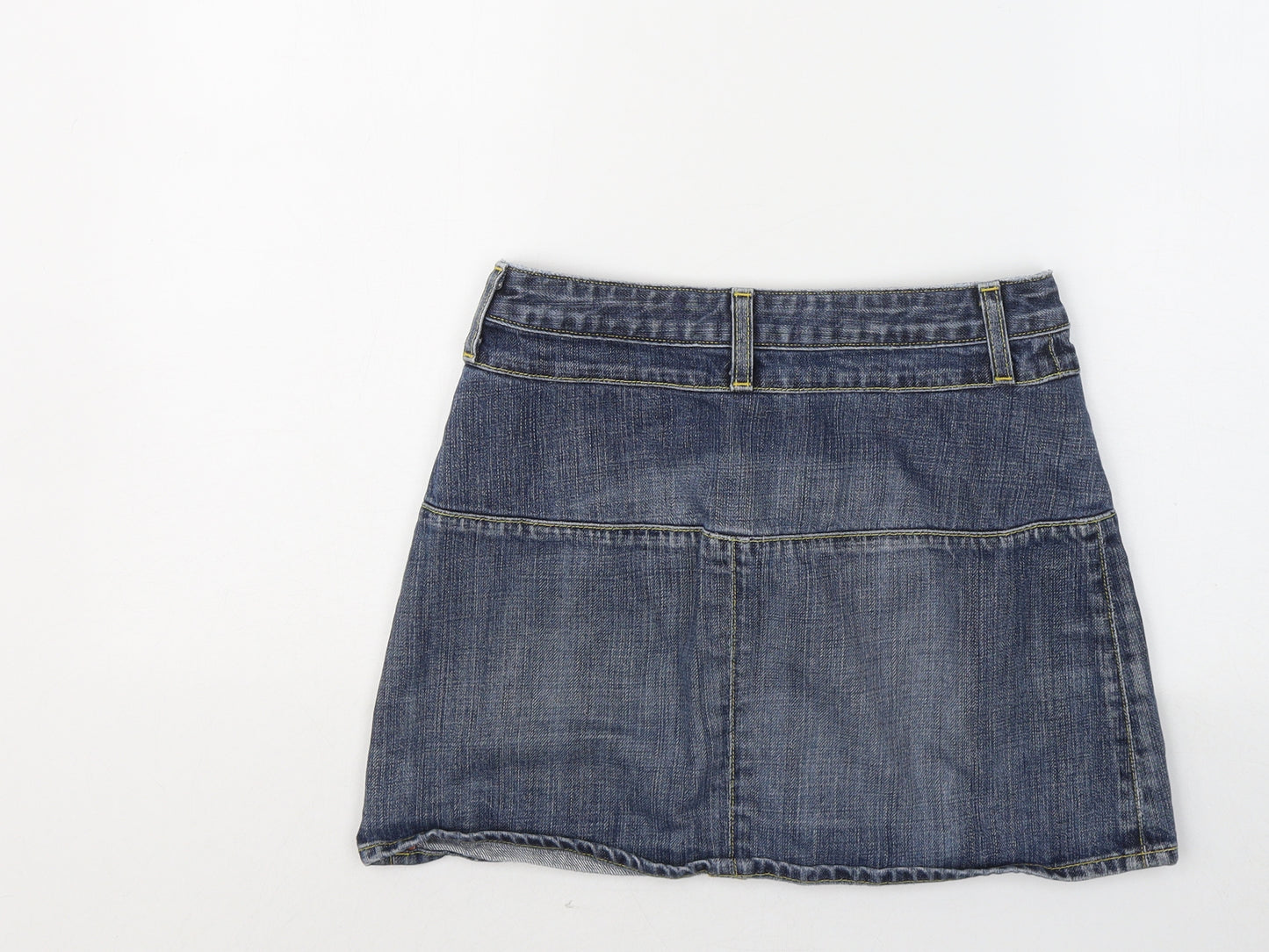 Paper Denim & Cloth Womens Blue Cotton A-Line Skirt Size 28 in Zip