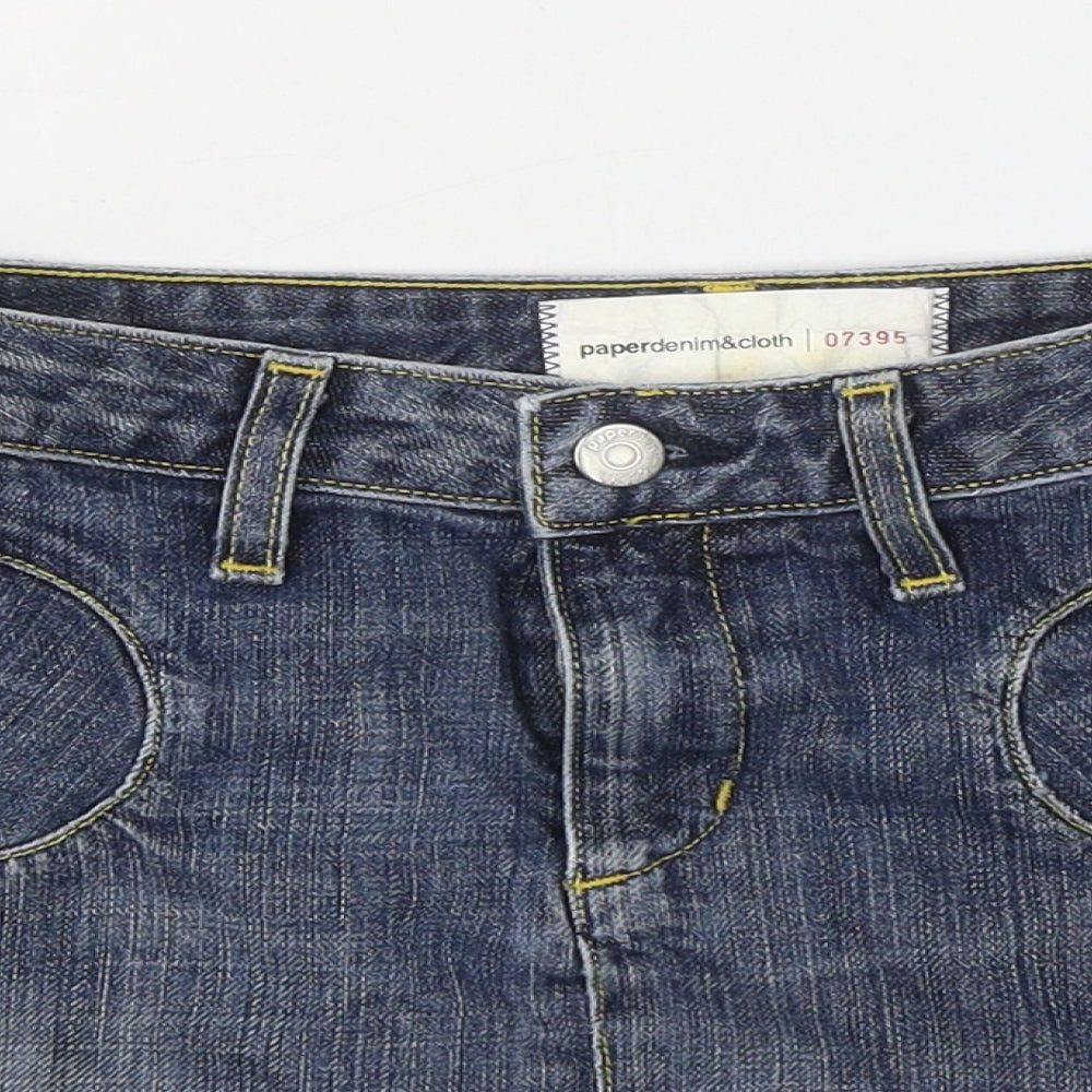 Paper Denim & Cloth Womens Blue Cotton A-Line Skirt Size 28 in Zip