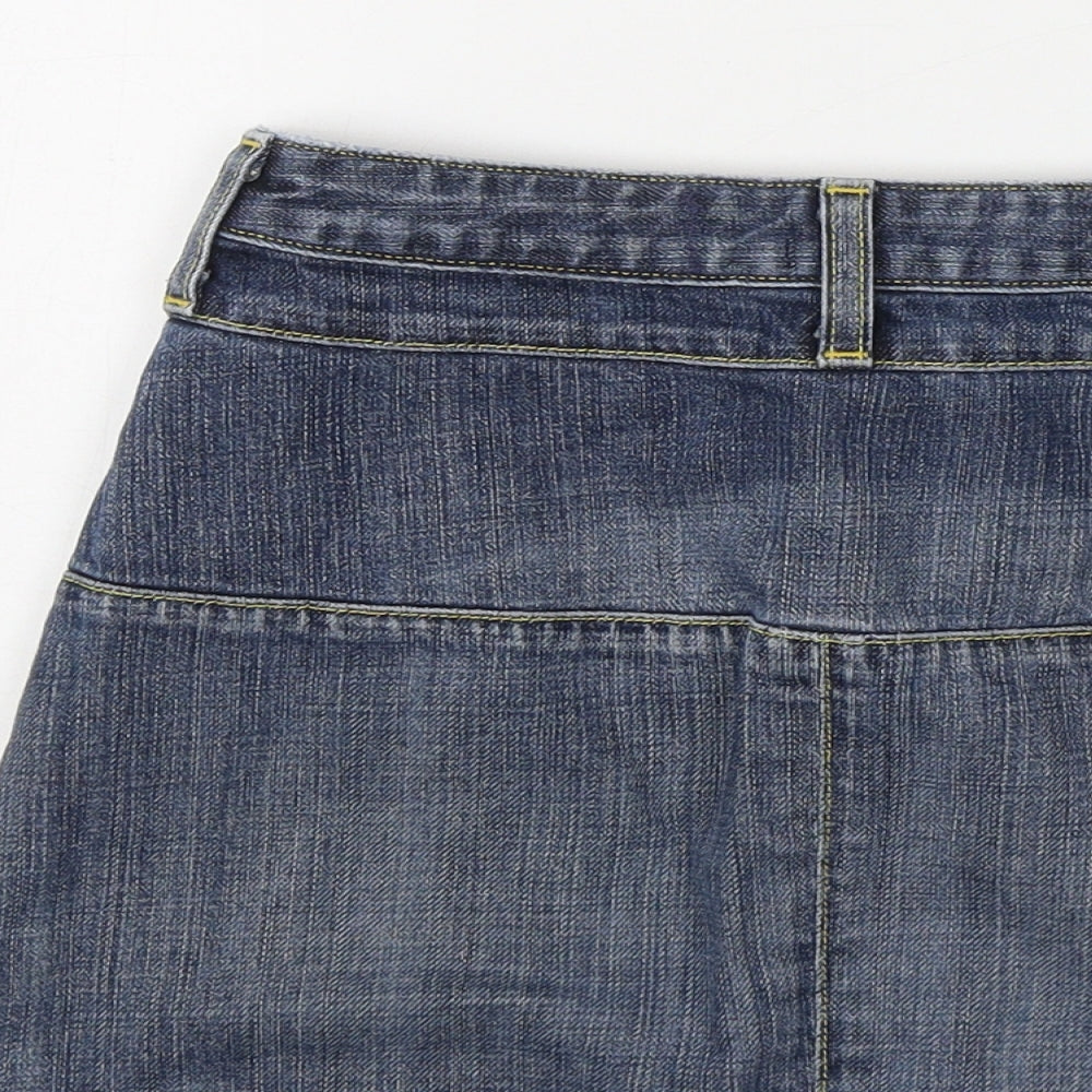Paper Denim & Cloth Womens Blue Cotton A-Line Skirt Size 28 in Zip