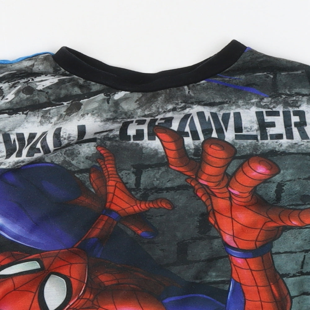 Marvel Boys Blue Cotton Basic T-Shirt Size 7-8 Years Round Neck - Spiderman