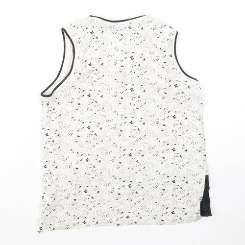 George Boys White Geometric Cotton Basic Tank Size 8-9 Years Round Neck - 234-095989