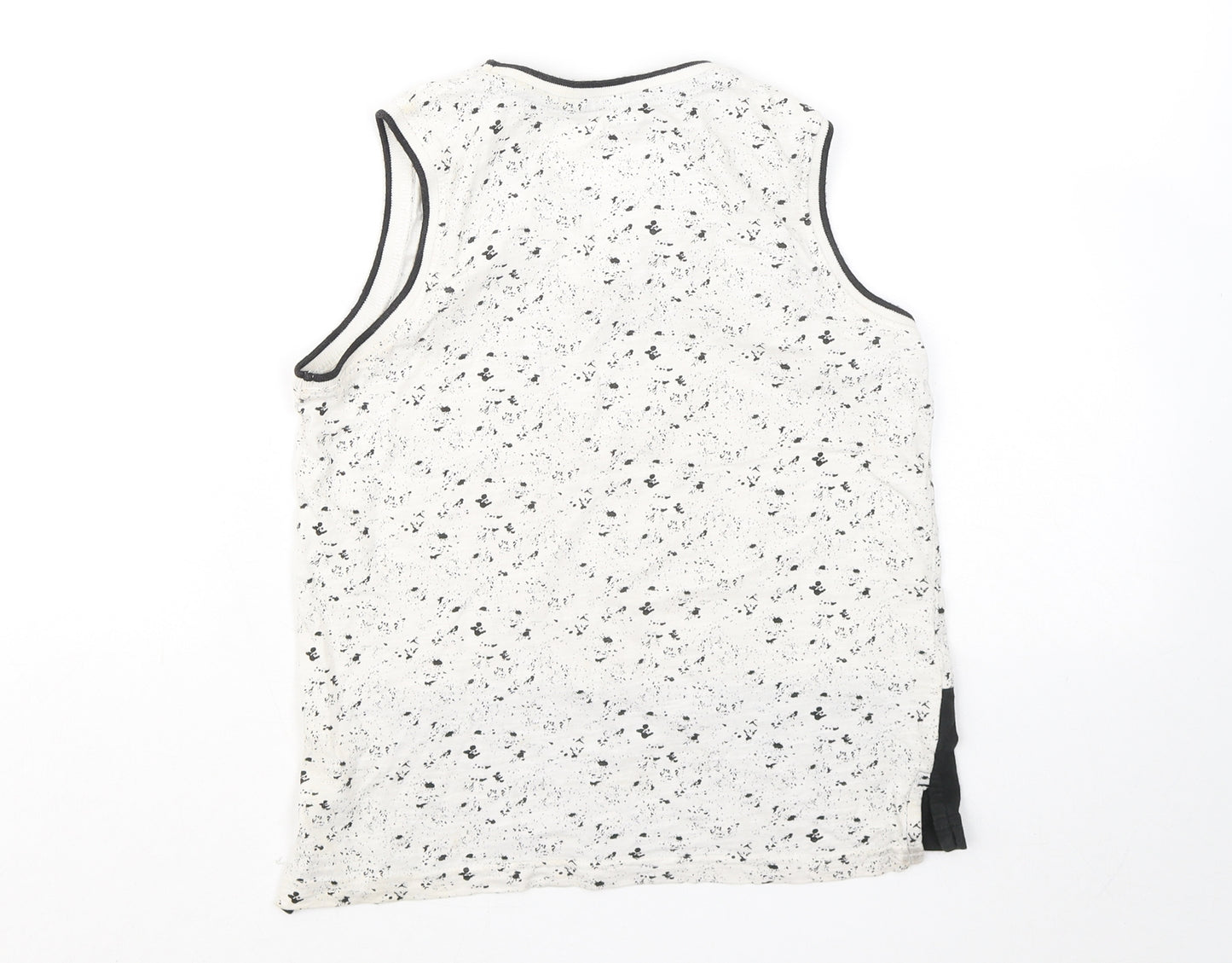 George Boys White Geometric Cotton Basic Tank Size 8-9 Years Round Neck - 234-095989