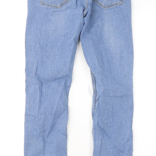 Denim & Co. Womens Blue Cotton Straight Jeans Size 10 L27 in Slim Zip