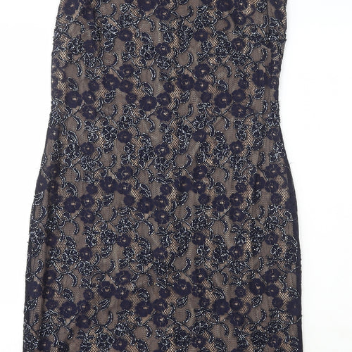 Roman Womens Blue Polyamide Pencil Dress Size 12 Scoop Neck - Lace Detail