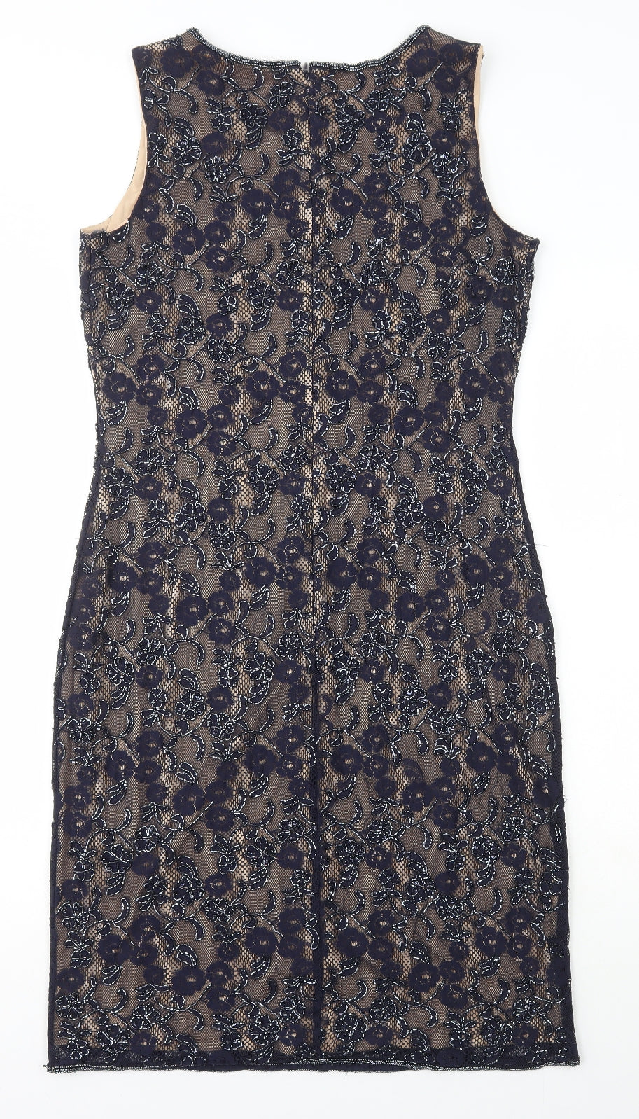 Roman Womens Blue Polyamide Pencil Dress Size 12 Scoop Neck - Lace Detail