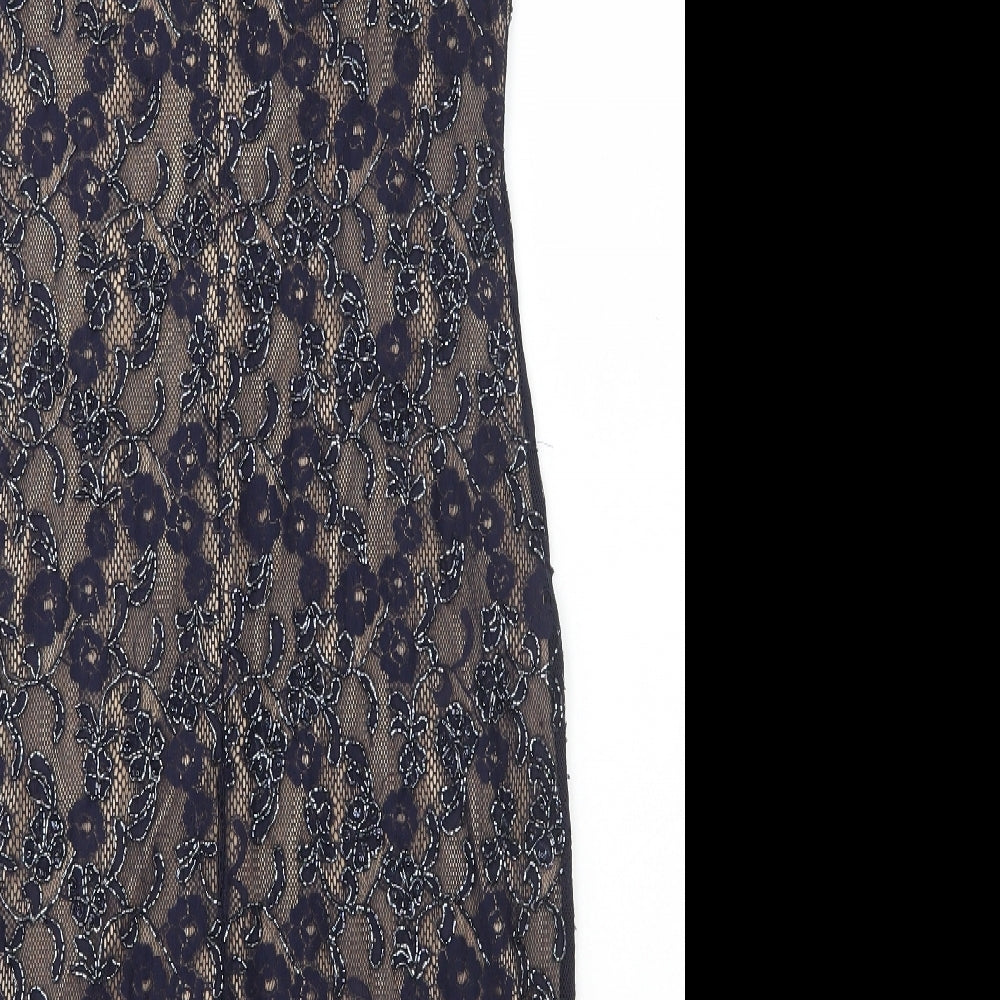 Roman Womens Blue Polyamide Pencil Dress Size 12 Scoop Neck - Lace Detail