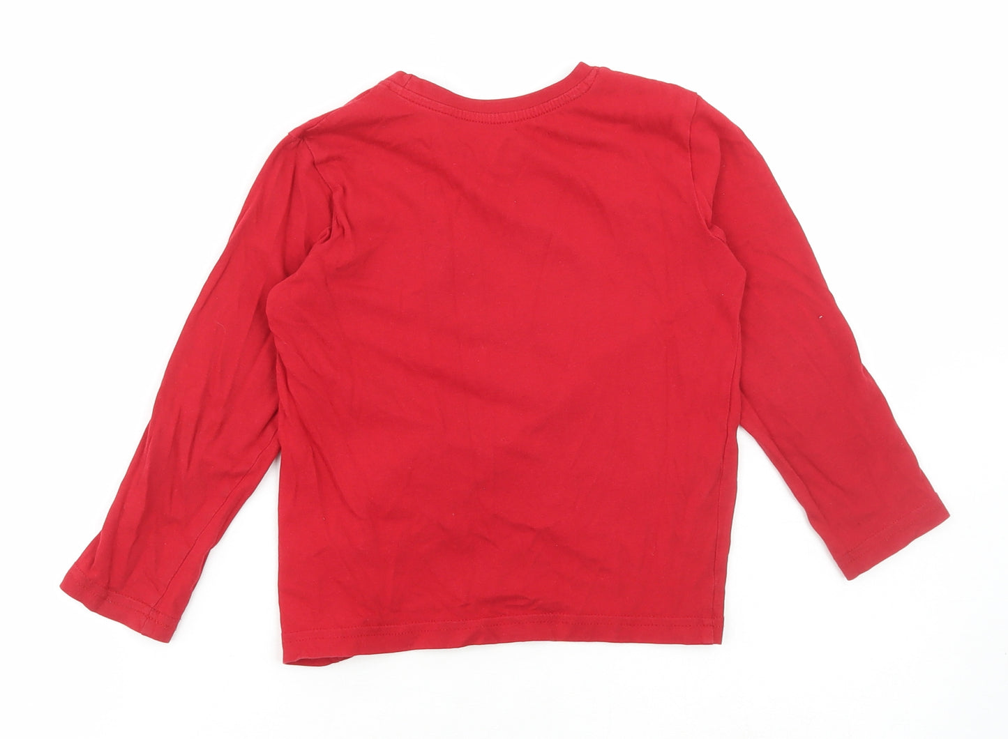 Primark Boys Red Cotton Basic T-Shirt Size 5-6 Years Round Neck - Merry Christmas