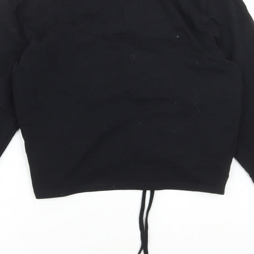 Divided by H&M Womens Black Cotton Cropped T-Shirt Size L V-Neck - Cut out