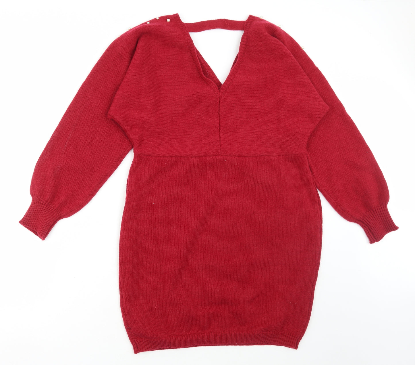 SheIn Womens Red Acrylic Jumper Dress Size XL V-Neck